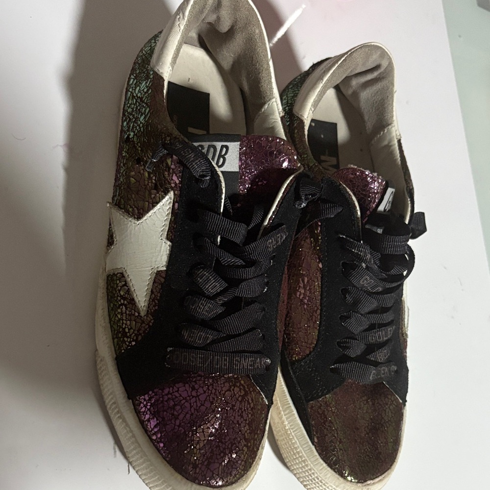 Golden Goose Women's Glitter Sneakers - Black, Purple, Green